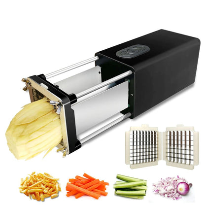 Coupe Frites Légumes électrique 2 Grilles Inox 220 V | FRENCHFRYCUTTER™