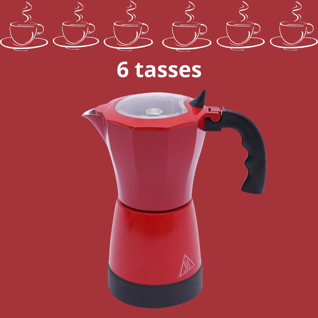 Cafetière Expresso électrique rouge, 6 tasses 300 ml - 480 W | REDMOKACUP™