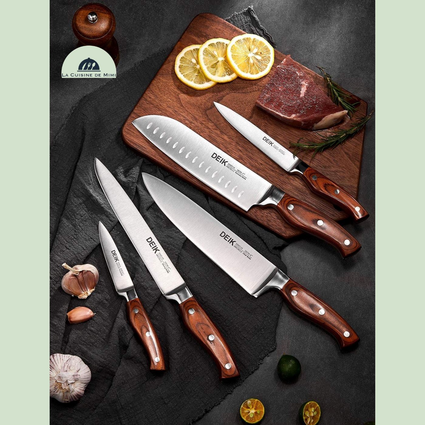 BLOC DE 16pcs de COUTEAUX DE CHEF manche en bois| CHEFKNIFE™