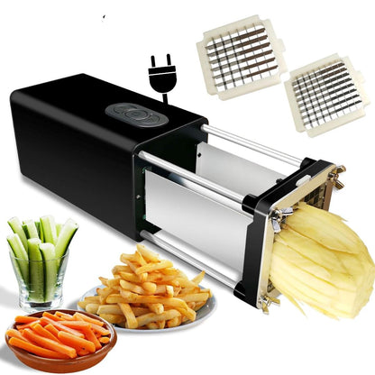 Coupe Frites Légumes électrique 2 Grilles Inox 220 V | FRENCHFRYCUTTER™