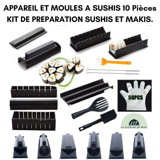 APPAREIL ET MOULES A SUSHIS 10 Pièces | SUSHISMOLD™