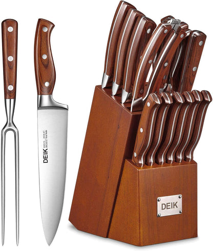 BLOC DE 16pcs de COUTEAUX DE CHEF manche en bois| CHEFKNIFE™